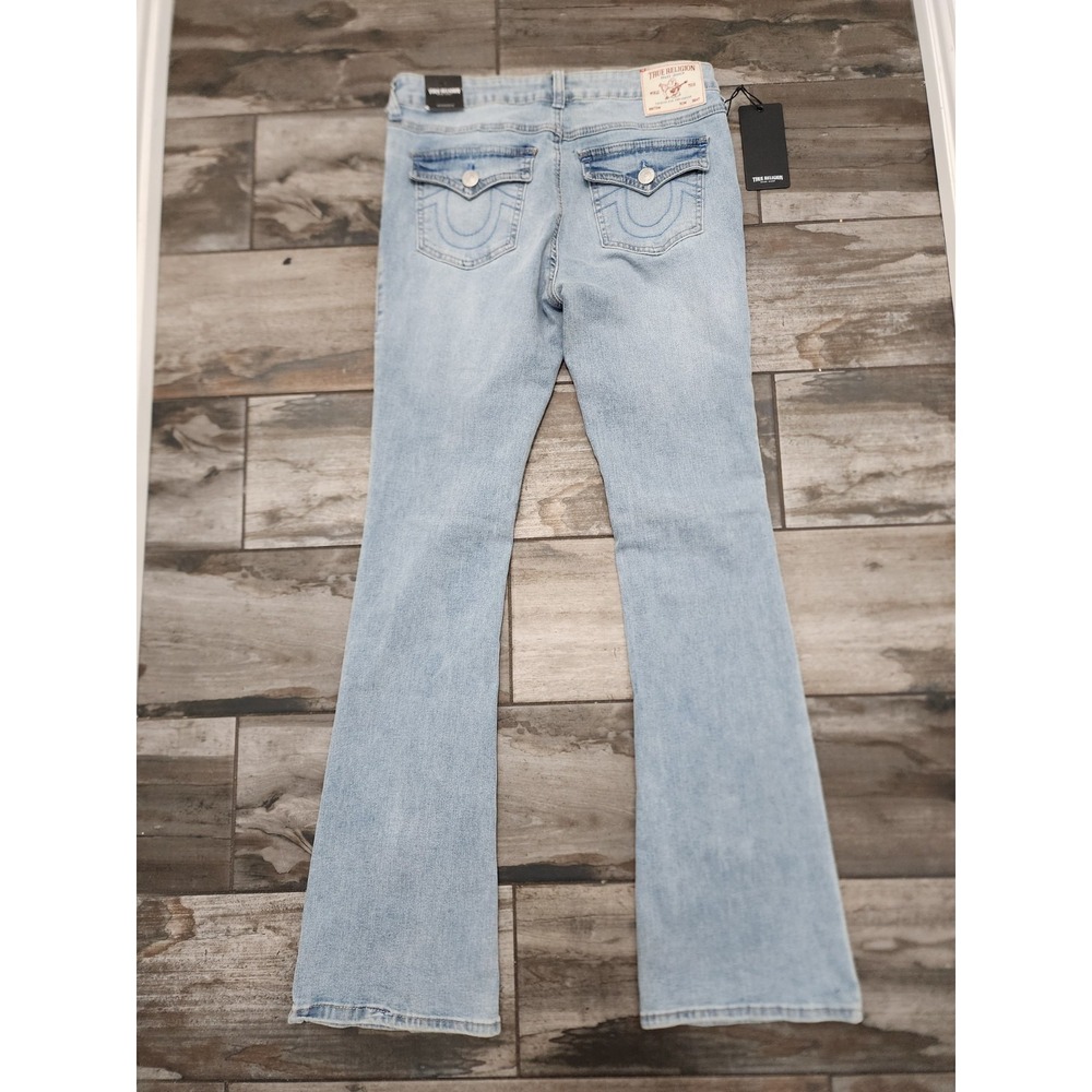 True Religion BECCA Mid Rise Flap Bootcut Jeans Woman's 29 Light Lakeside Wash - Picture 13 of 16